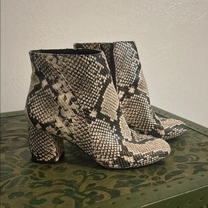 Snakeskin Patterned Ankle Boots